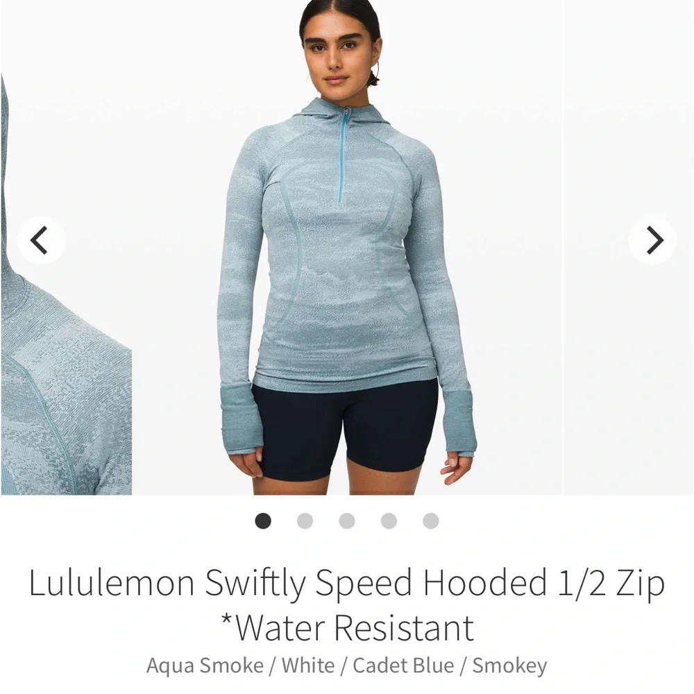 Lululemon Swiftly Speed Hooded 1/2 Zip - Aqua Smoke